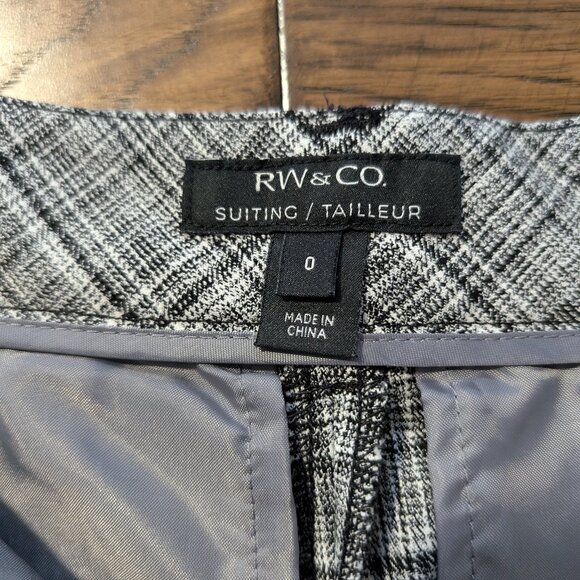 RW&CO grey plaid dress pants tie belt size 0 - Picture 6 of 11